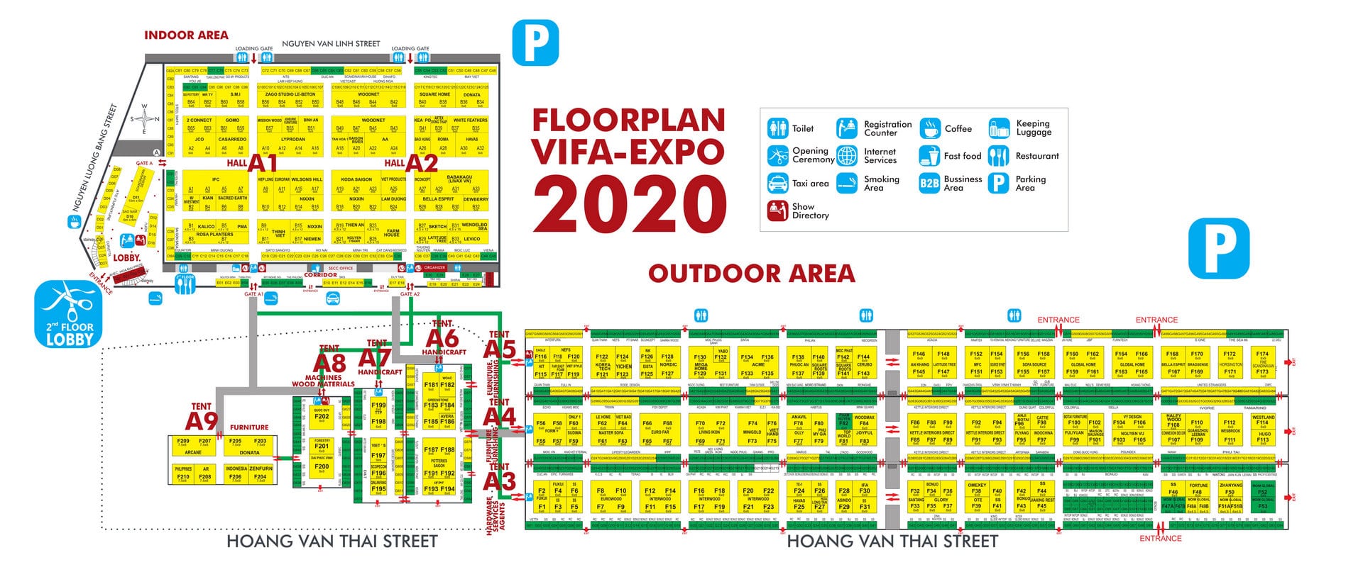 Sơ đồ vị trí gian hàng Vifa Expo 2020 - Hội Chợ Quốc Tế Đồ Gỗ Và Thủ Công Mỹ Nghệ Việt Nam 2020