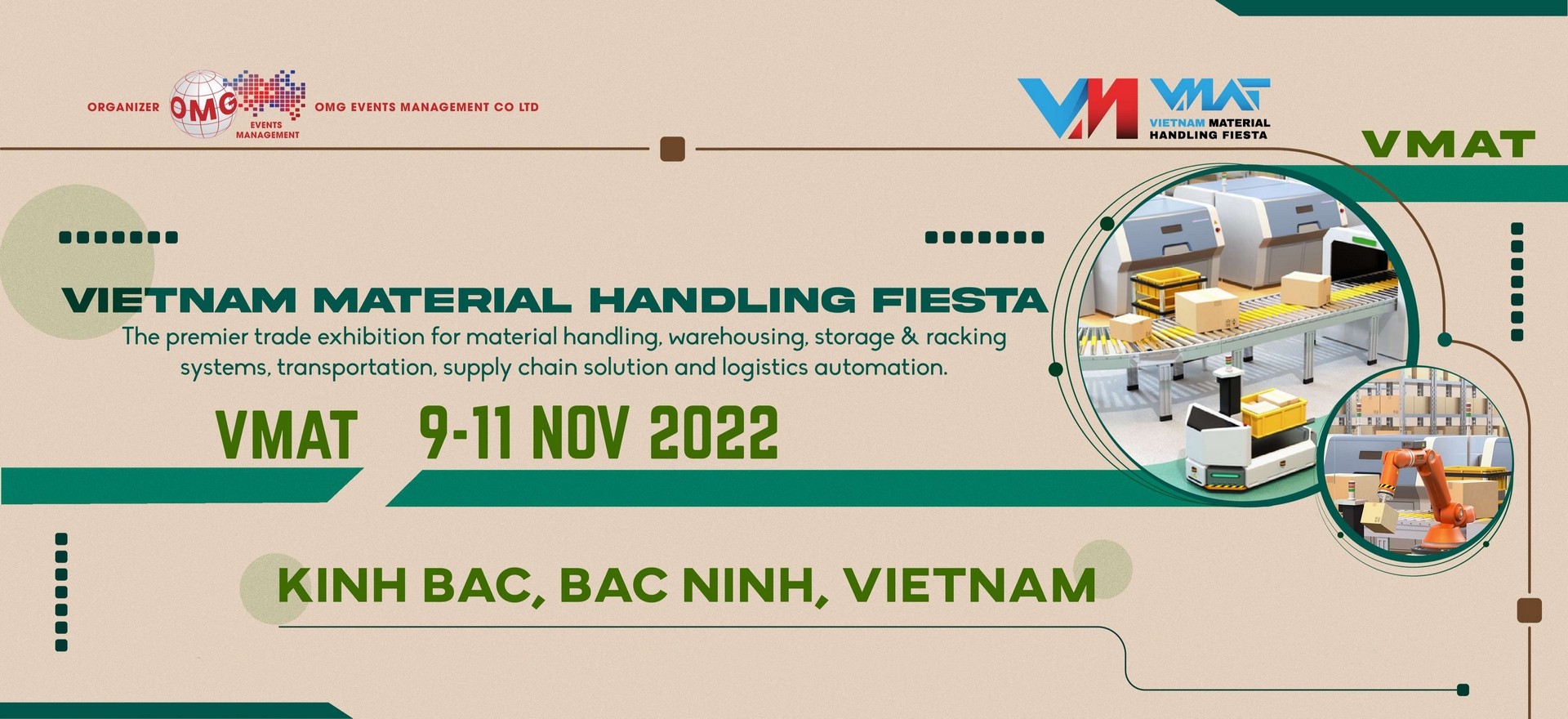 VMAT Bắc Ninh 2022 - Triển lãm Công nghiệp Quốc tế về Máy móc Thiết bị Nâng Hạ và Xử lý Hậu cần Việt Nam